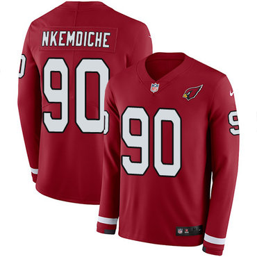 Nike Cardinals #90 Robert Nkemdiche Red Team Color Men's Stitched NFL Limited Therma Long Sleeve Jersey