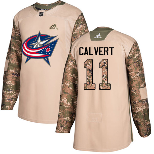 Adidas Blue Jackets #11 Matt Calvert Camo Authentic 2017 Veterans Day Stitched NHL Jersey