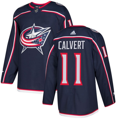 Adidas Blue Jackets #11 Matt Calvert Navy Blue Home Authentic Stitched NHL Jersey