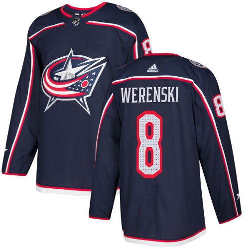 Adidas Blue Jackets #8 Zach Werenski Navy Blue Home Authentic Stitched NHL Jersey