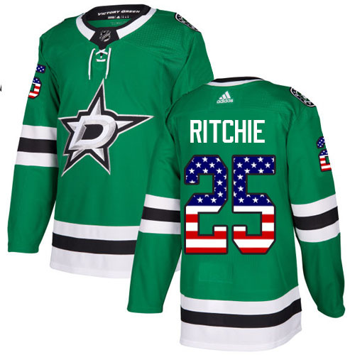 Adidas Stars #25 Brett Ritchie Green Home Authentic USA Flag Stitched NHL Jersey