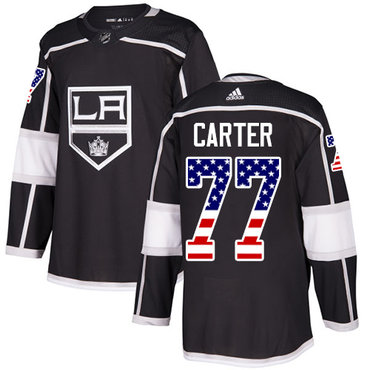 Adidas Kings #77 Jeff Carter Black Home Authentic USA Flag Stitched NHL Jersey