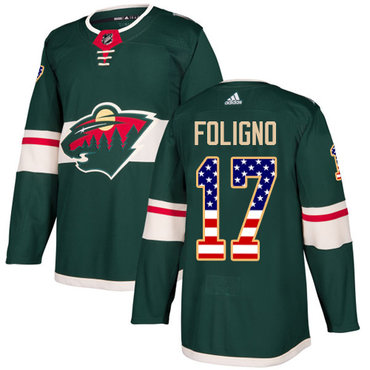 Adidas Wild #17 Marcus Foligno Green Home Authentic USA Flag Stitched NHL Jersey