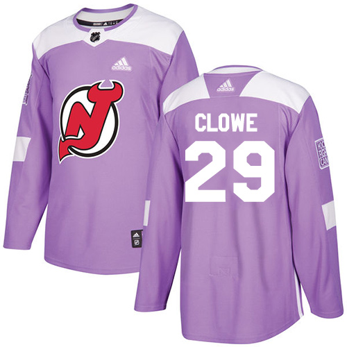 Adidas Devils #29 Ryane Clowe Purple Authentic Fights Cancer Stitched NHL Jersey