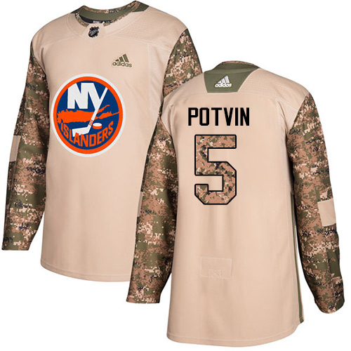 Adidas Islanders #5 Denis Potvin Camo Authentic 2017 Veterans Day Stitched NHL Jersey