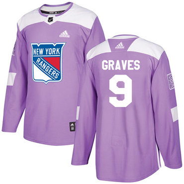 Adidas Rangers #9 Adam Graves Purple Authentic Fights Cancer Stitched NHL Jersey