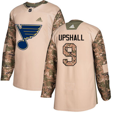 Adidas Blues #9 Scottie Upshall Camo Authentic 2017 Veterans Day Stitched NHL Jersey