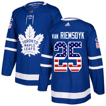 Adidas Maple Leafs #25 James Van Riemsdyk Blue Home Authentic USA Flag Stitched NHL Jersey