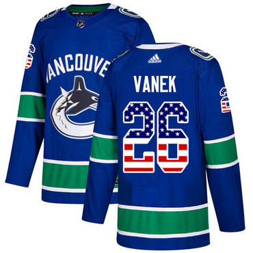 Adidas Canucks #26 Thomas Vanek Blue Home Authentic USA Flag Stitched NHL Jersey