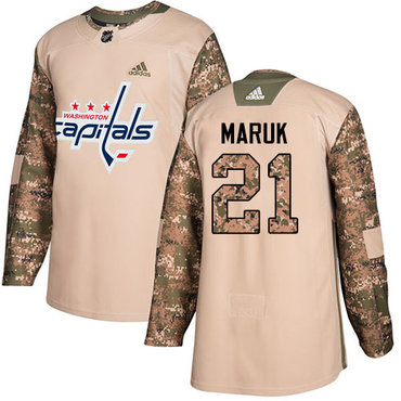 Adidas Capitals #21 Dennis Maruk Camo Authentic 2017 Veterans Day Stitched NHL Jersey