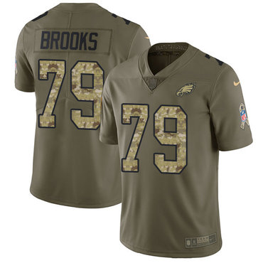 Nike Eagles #79 Brandon Brooks Olive Camo Men's Stitched NFL Limited 2017 Salute To Service Jersey