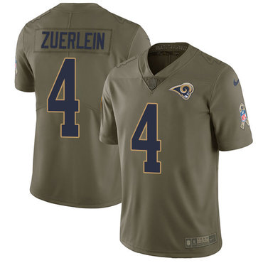 Nike Rams #4 Greg Zuerlein Olive Men's Stitched NFL Limited 2017 Salute To Service Jersey