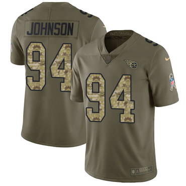 Nike Titans #94 Austin Johnson Olive Camo Men's Stitched NFL Limited 2017 Salute To Service Jersey