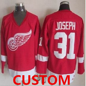 Custom Detroit Red Wings Red CCM Throwback Stitched NHL Jersey