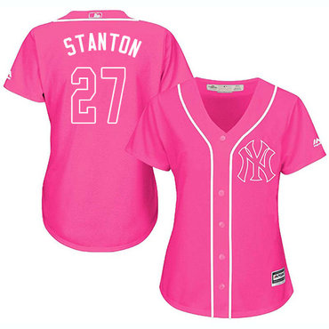 Women's New York Yankees #27 Giancarlo Stanton Pink Fashion Stitched MLB Jersey