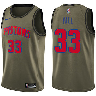 Nike Pistons #33 Grant Hill Green Salute to Service NBA Swingman Jersey