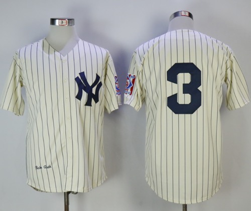 New York Yankees #3 Babe Ruth Cream Throwback Stitched MLB Jersey