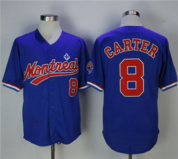 BP Expos #8 Gary Carter Blue Throwback Stitched MLB Jersey