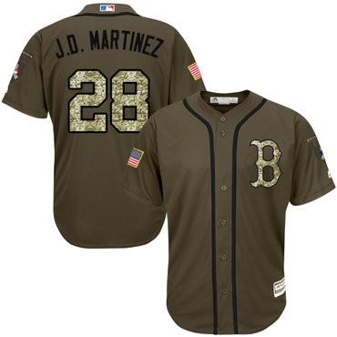 Boston Red Sox #28 J. D. Martinez Green Salute to Service Stitched MLB Jersey