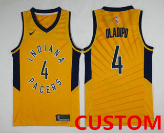 Custom Men's Indiana Pacers New Yellow 2017-2018 Nike Swingman Stitched NBA Jersey