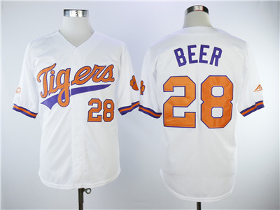 Men's Detroit Tigers #28 Seth Beer White College Baseball Jersey