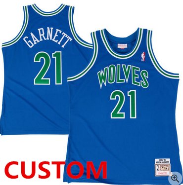 Custom Mitchell & Ness Minnesota Timberwolves Royal 1995-96 Hardwood Classic Authentic Jersey