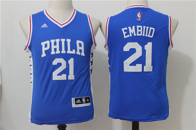 Youth Philadelphia 76ers #21 Joel Embiid NEW White Stitched NBA Adidas Swingman Jersey