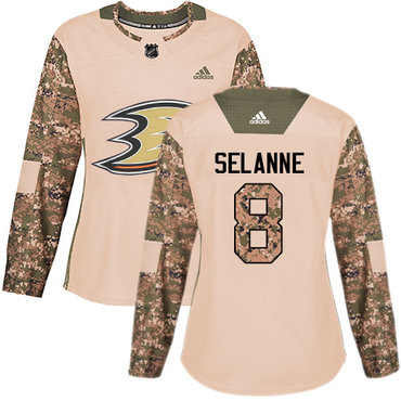 Adidas Anaheim Ducks #8 Teemu Selanne Camo Authentic 2017 Veterans Day Women's Stitched NHL Jersey