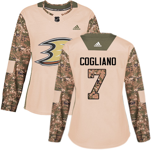 Adidas Anaheim Ducks #7 Andrew Cogliano Camo Authentic 2017 Veterans Day Women's Stitched NHL Jersey