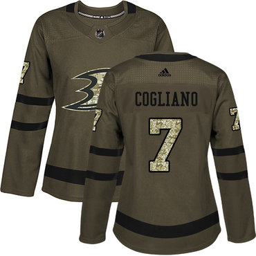 Adidas Anaheim Ducks #7 Andrew Cogliano Green Salute to Service Women's Stitched NHL Jersey