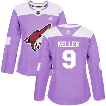 Adidas Arizona Coyotes #9 Clayton Keller Purple Authentic Fights Cancer Women's Stitched NHL Jersey