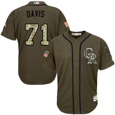 Colorado Rockies #71 Wade Davis Green Salute to Service Stitched MLB Jersey