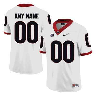 Georgia Bulldogs White Men's Customized College Football Jersey