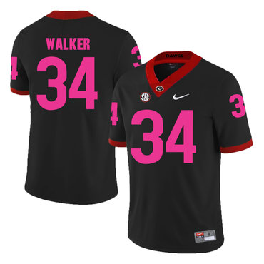 Georgia Bulldogs 34 Herschel Walker Black Breast Cancer Awareness College Football Jersey