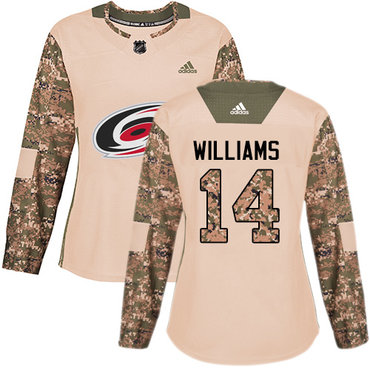 Adidas Carolina Hurricanes #14 Justin Williams Camo Authentic 2017 Veterans Day Women's Stitched NHL Jersey