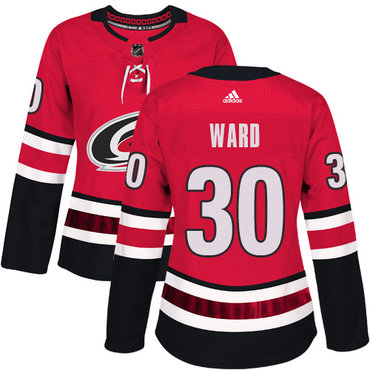 Adidas Carolina Hurricanes #30 Cam Ward Red Home Authentic Women's Stitched NHL Jersey