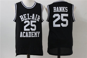 Bel-Air Academy 25 Banks Black Stitched Basketball Jersey