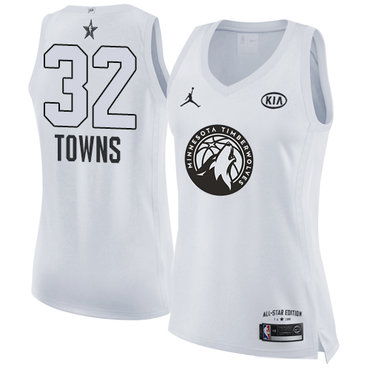 Nike Minnesota Timberwolves #32 Karl-Anthony Towns White Women's NBA Jordan Swingman 2018 All-Star Game Jersey