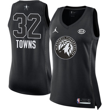 Nike Minnesota Timberwolves #32 Karl-Anthony Towns Black Women's NBA Jordan Swingman 2018 All-Star Game Jersey