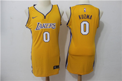 Nike Los Angeles Lakers #0 Kyle Kuzma Yellow Women Swingman Jersey