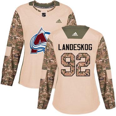 Adidas Colorado Avalanche #92 Gabriel Landeskog Camo Authentic 2017 Veterans Day Women's Stitched NHL Jersey