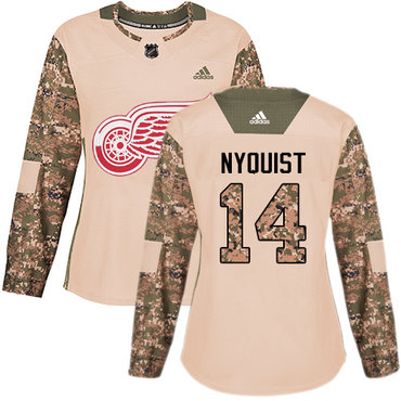 Adidas Detroit Red Wings #14 Gustav Nyquist Camo Authentic 2017 Veterans Day Women's Stitched NHL Jersey