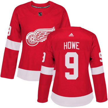 Adidas Detroit Red Wings #9 Gordie Howe Red Home Authentic Women's Stitched NHL Jersey