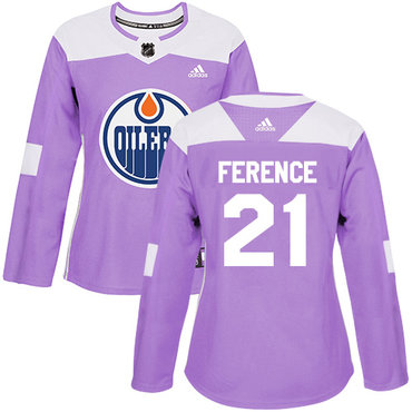 Adidas Edmonton Oilers #21 Andrew Ference Purple Authentic Fights Cancer Women's Stitched NHL Jersey