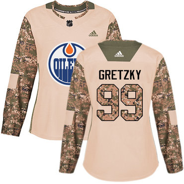 Adidas Edmonton Oilers #99 Wayne Gretzky Camo Authentic 2017 Veterans Day Women's Stitched NHL Jersey