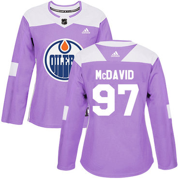 Adidas Edmonton Oilers #97 Connor McDavid Purple Authentic Fights Cancer Women's Stitched NHL Jersey