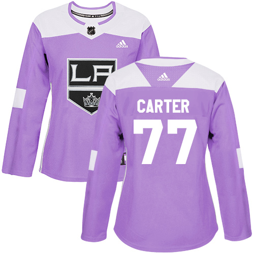 Adidas Los Angeles Kings #77 Jeff Carter Purple Authentic Fights Cancer Women's Stitched NHL Jersey