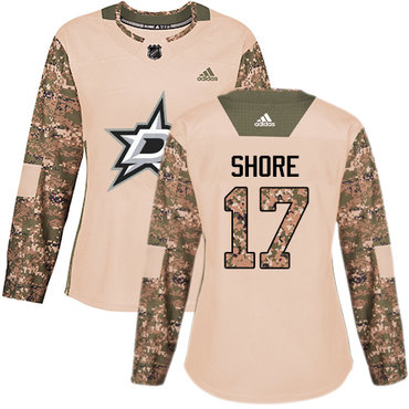 Adidas Dallas Stars #17 Devin Shore Camo Authentic 2017 Veterans Day Women's Stitched NHL Jersey