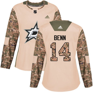 Adidas Dallas Stars #14 Jamie Benn Camo Authentic 2017 Veterans Day Women's Stitched NHL Jersey