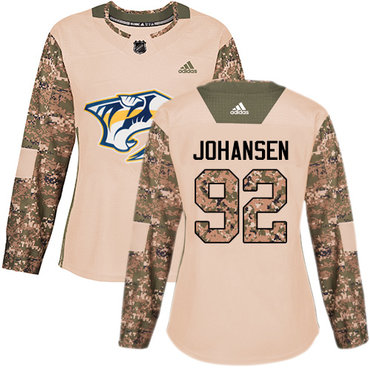 Adidas Nashville Predators #92 Ryan Johansen Camo Authentic 2017 Veterans Day Women's Stitched NHL Jersey